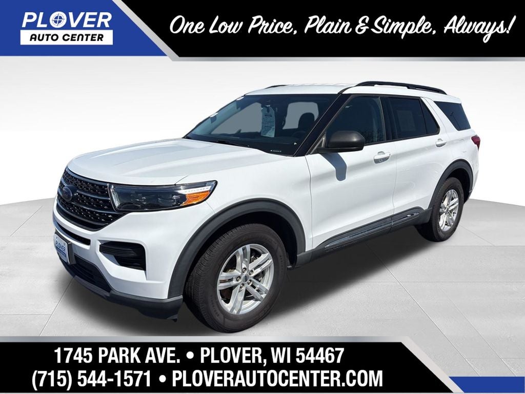 2021 Ford Explorer XLT in Oxford White — front three-quarter view