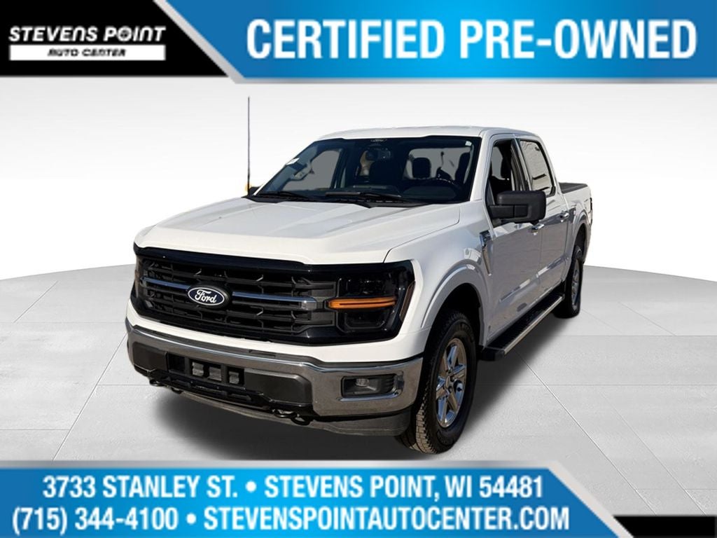 2024 Ford F-150 XLT in Oxford White — front three-quarter view