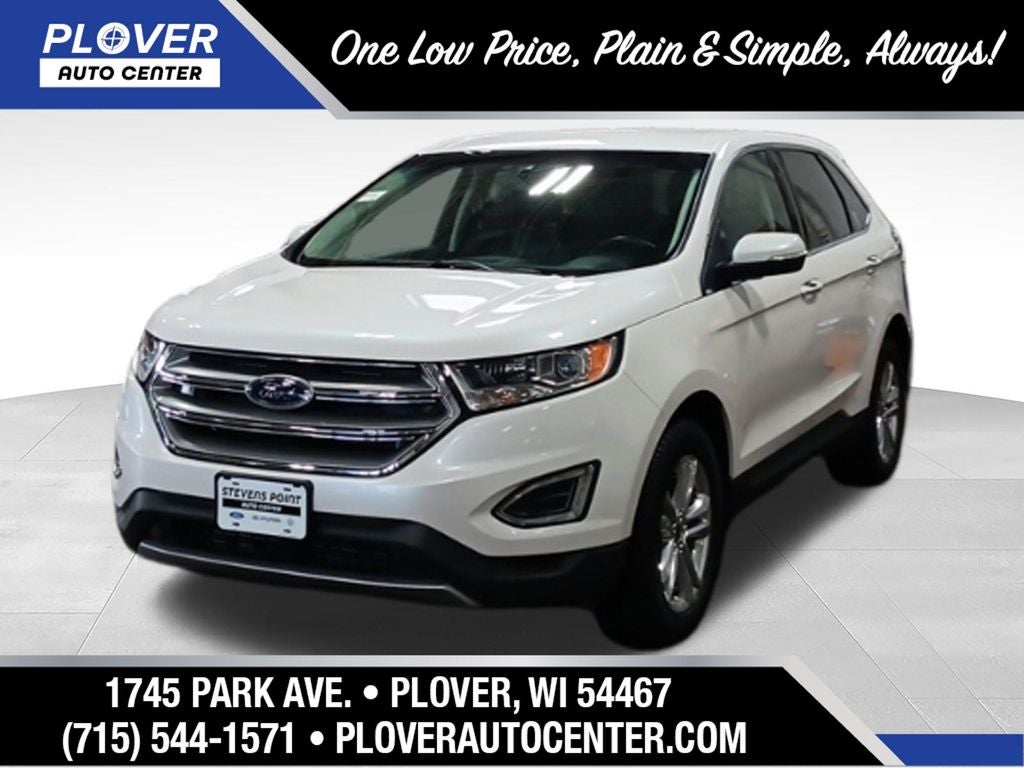 2018 Ford Edge Titanium in White Platinum Metallic Tri-Coat — front three-quarter view