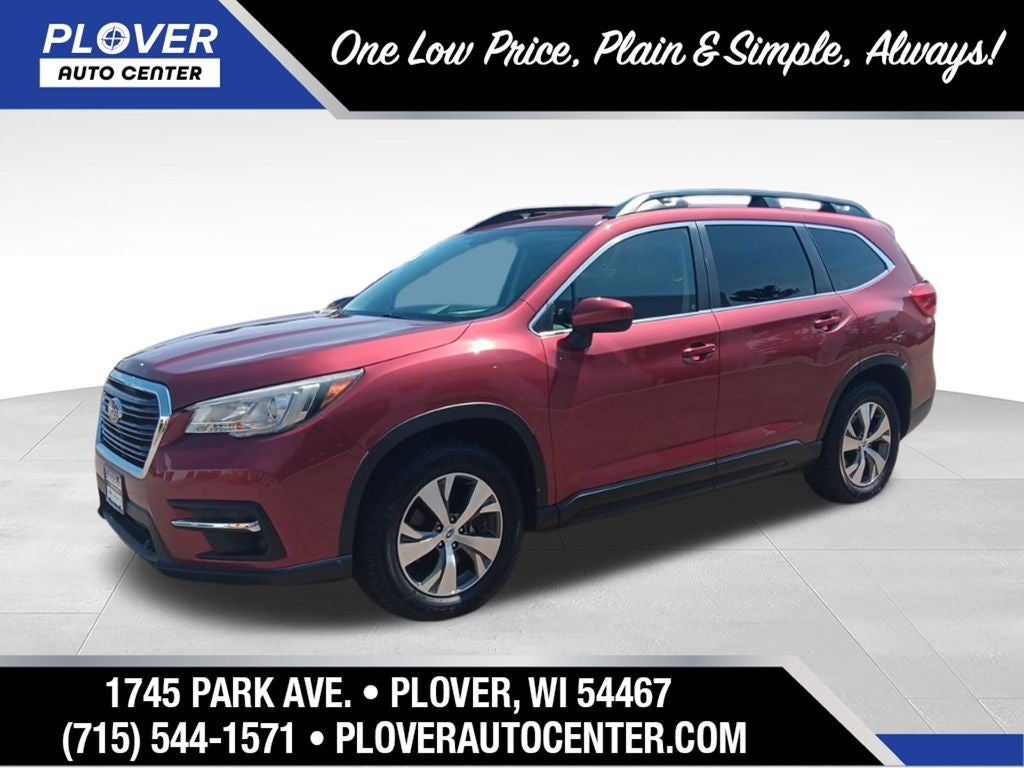 2020 Subaru Ascent Premium 8-Passenger in Crimson Red Pearl — front three-quarter view