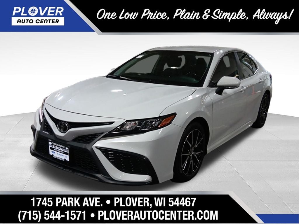 2022 Toyota Camry SE in Wind Chill Pearl — front three-quarter view