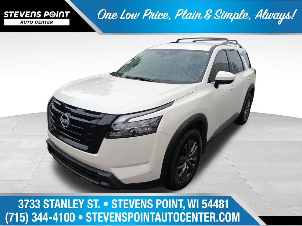 2024 Nissan Pathfinder SV in Pearl White Tricoat — front three-quarter view