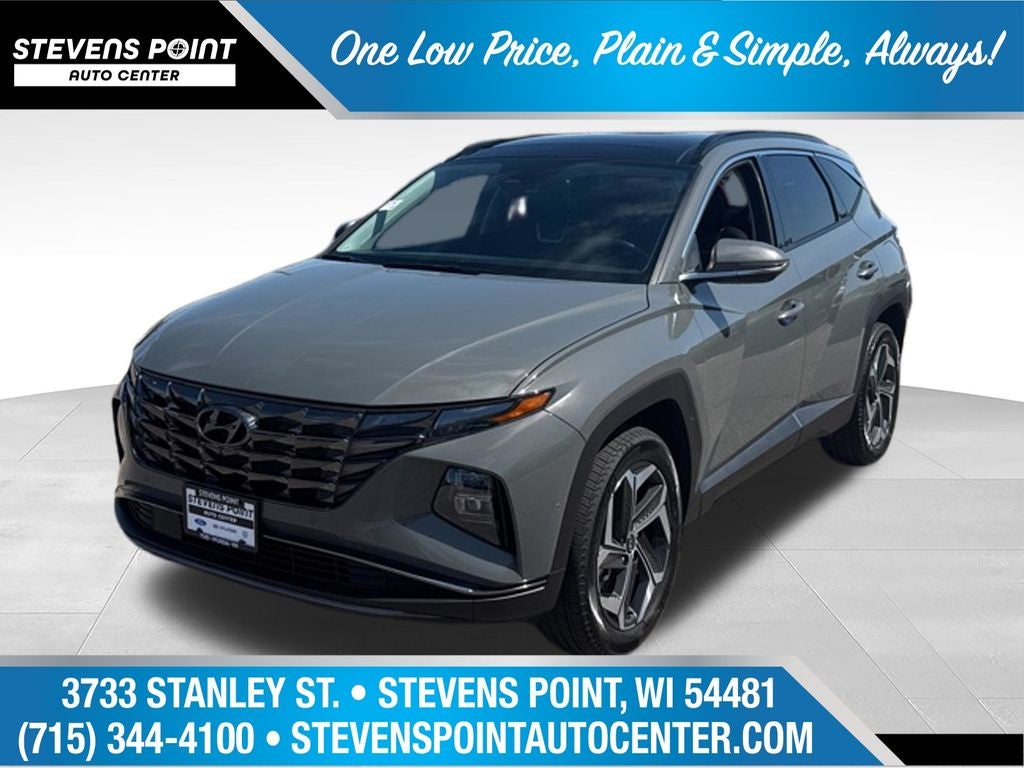 2024 Hyundai Tucson Limited in Hampton Gray — front three-quarter view